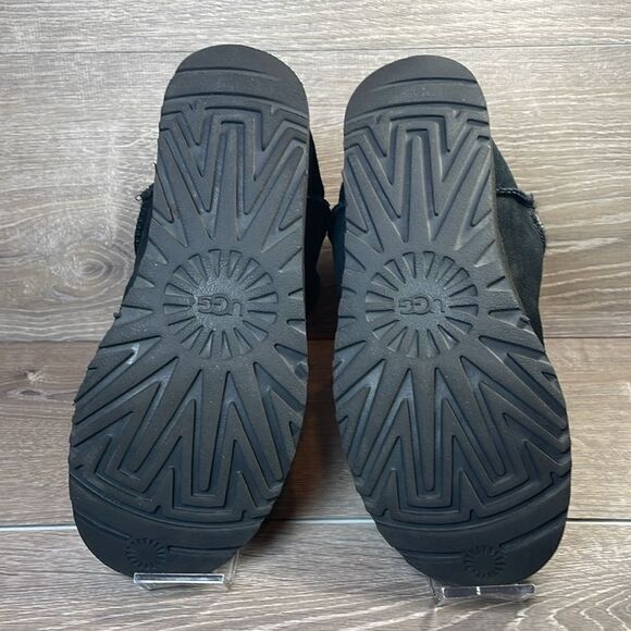 Ugg Aidah Black Suede Women’s Sz 7 Warm Shearling Short Pull On Winter Boots - Picture 7 of 10